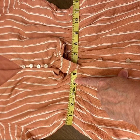 Abercrombie Striped Orange and White Button-Up Tie-Front Dress Size Medium - Picture 9 of 11